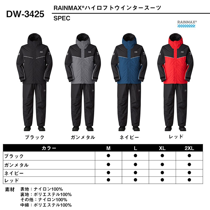 DAIWA（ダイワ） DW-3425 (ネイビー／L) レインマックス ハイロフト
