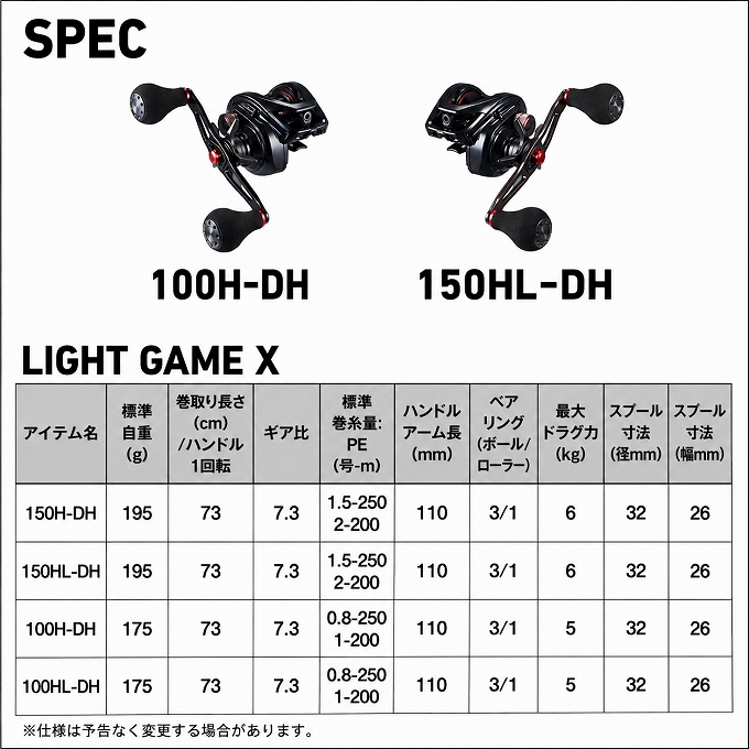 DAIWA（ダイワ） 26 ライトゲーム X 100H-DH 右ハンドル (2026年モデル
