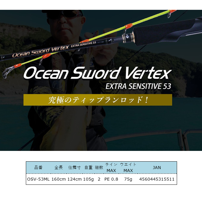 オーシャンソード　ヴァーテックス ティップランロッド「オーシャンソード Vertex」出荷開始の