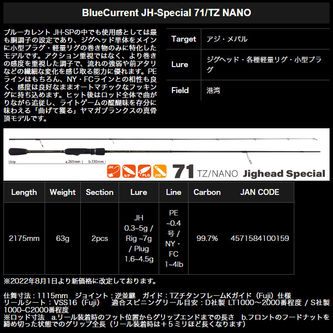 ヤマガブランクス ブルーカレント BlueCurrent JH-Special 71/TZ NANO