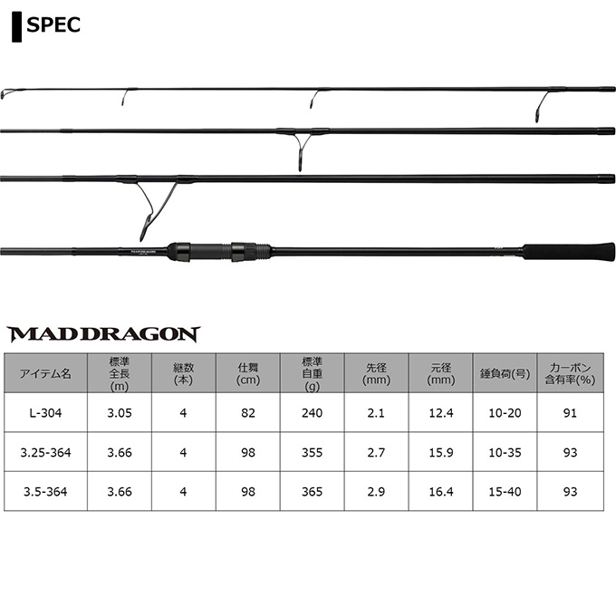 DAIWA（ダイワ） 【目玉商品】ダイワ マッドドラゴン LIGHT-304 (鯉竿