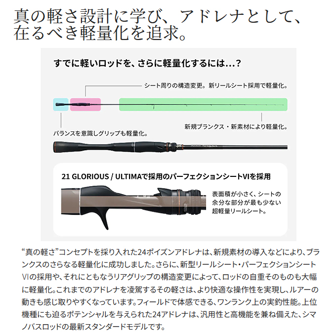シマノ（SHIMANO） 25 ポイズンアドレナ 276M-2 (バスロッド