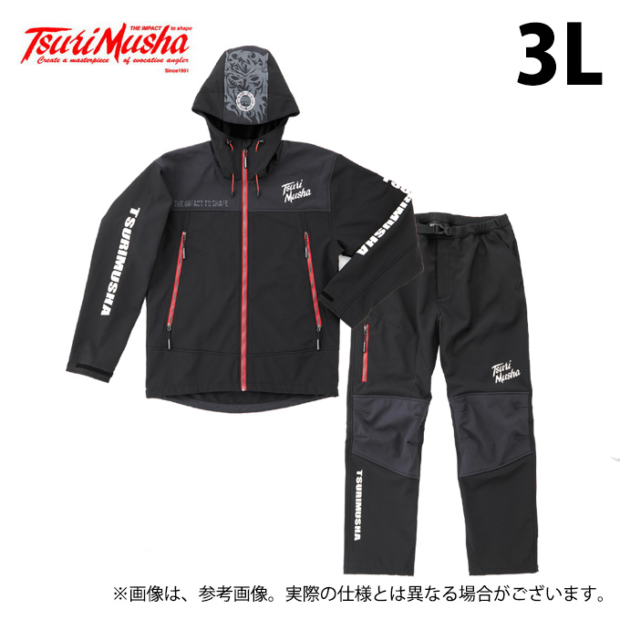 TSURIMUSHA フィッシングスーツ 上下セット ブラック4L 釣武者 3Dストレッチウィンドガードスーツ TM Ver. (3Lサイズ