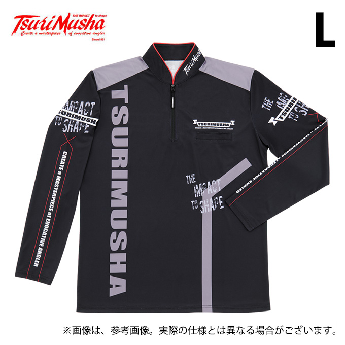 釣武者ドライアジャストMUSHAジップシャツ 釣武者 ドライアジャスト フラグジップシャツ (ブラック／L