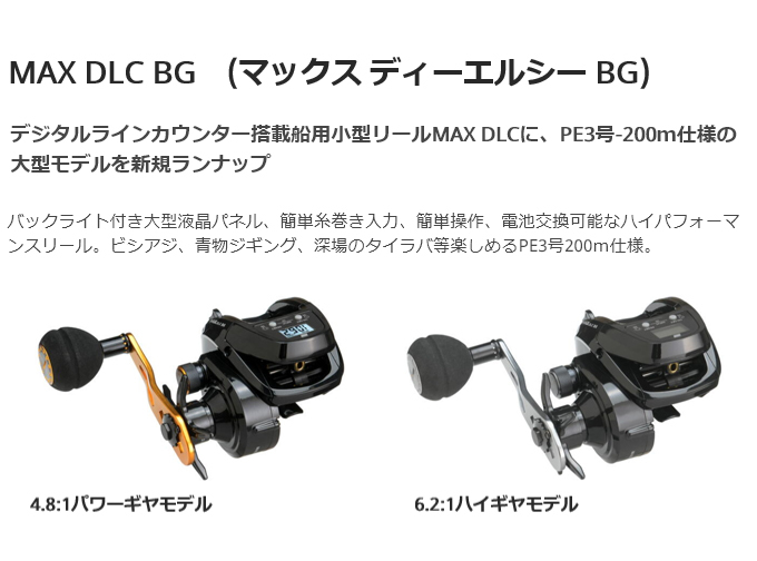 MAX アブガルシア DLC BG-L (左ハンドル/ギア比 4.8:1) /カウンター