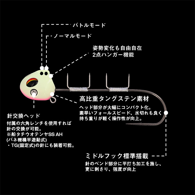 ★タングステン★ 船太刀魚テンヤ　TG   40号　2個セット Amazon | ダイワ(DAIWA) オートフックタチウオテンヤ 船タチウオ