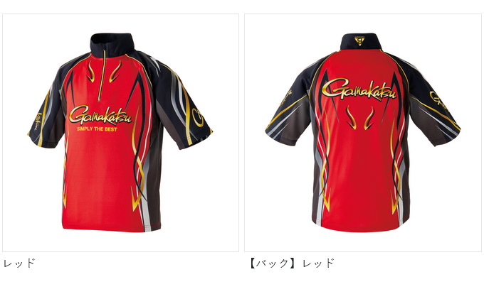 がまかつ(Gamakatsu) 2WAYプリントジップシャツ (半袖) GM3735 レッド M がまかつ】2WAY プリントジップシャツ(半袖) GM3735 ホワイト L