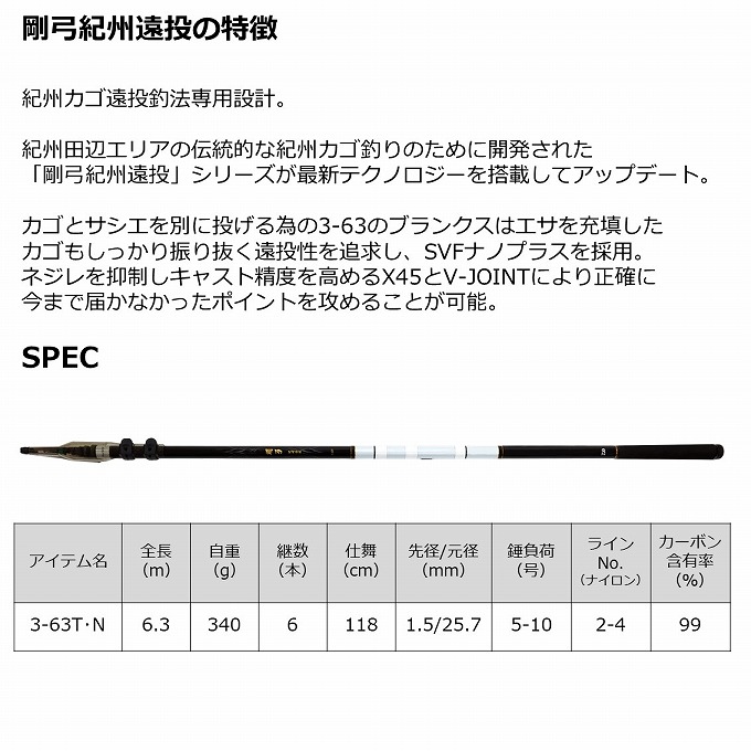 ダイワ 21 剛弓紀州遠投 3-63T・N (磯竿）カゴ釣り/2021年モデル /(5)