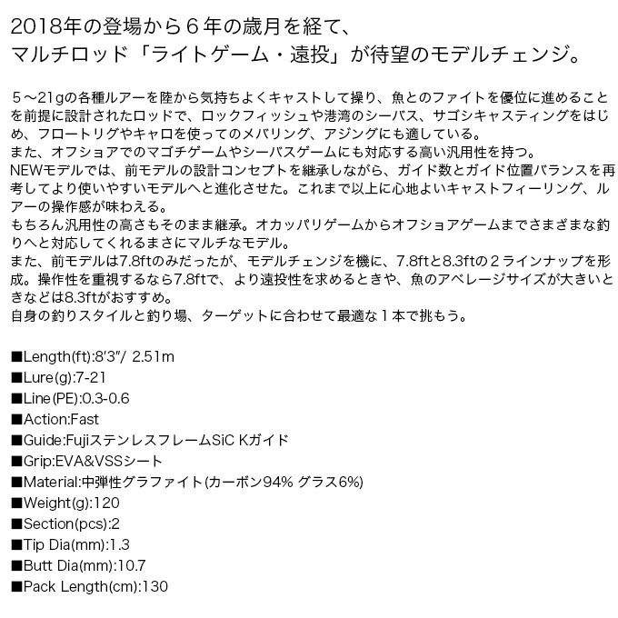 新品未使用タグ付き　海太郎　ライトゲーム　遠投Ⅱ IUS-83L issei ○一誠 イッセイ 海太郎 碧 ライトゲーム・遠投2 IUS-83L