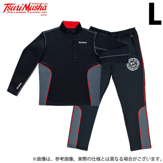 釣武者　防寒上下　ミドラー　Lサイズ　防風 釣武者 ウォームアップミッドレイヤースーツ (Lサイズ