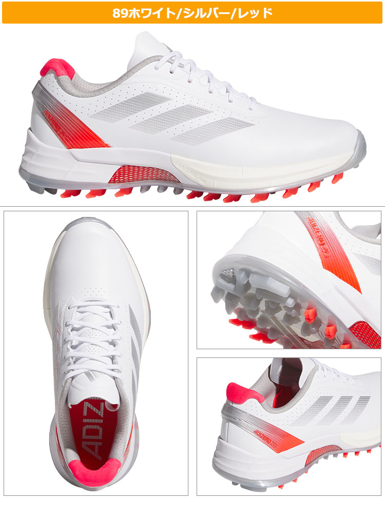 未使用　 adizero ZGゴルフシューズ ホワイト/レッド adidas（アディダス） ゴルフシューズ NLK63 ウィメンズ アディゼロ