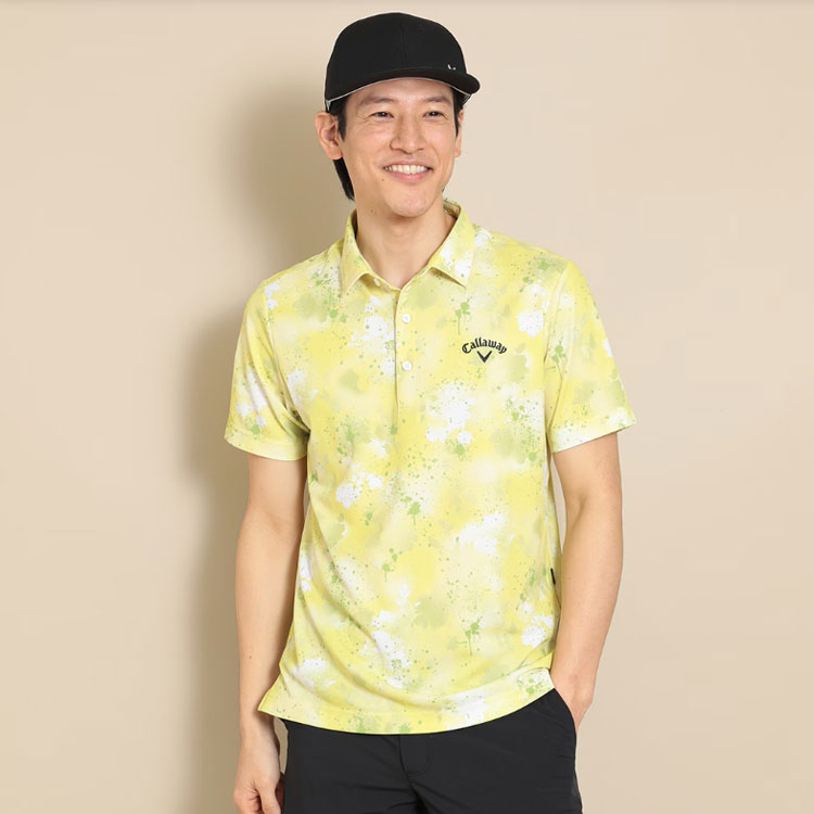 キャロウェイ ゴルフウェア C24134128 裏クール スプレー フラワープリント 半袖 シャツ ポロシャツ (メンズ)