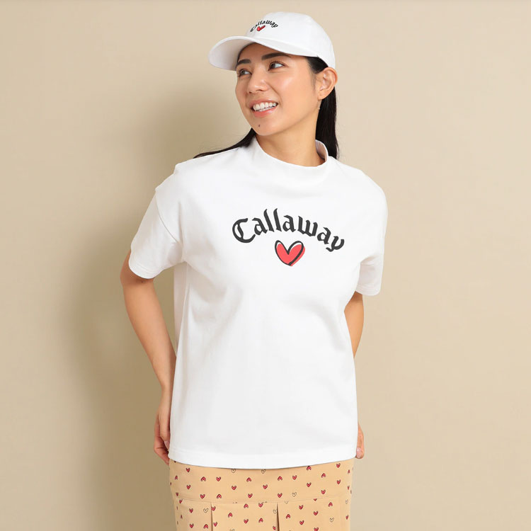 キャロウェイ ゴルフウェア C24134221 LOVE Callaway コットン天竺 半袖 モックネック シャツ (レディース)