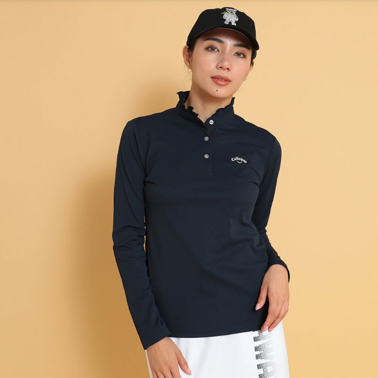 長袖フリルスタンドカラーシャツ Callaway キャロウェイ 白 ゴルフ