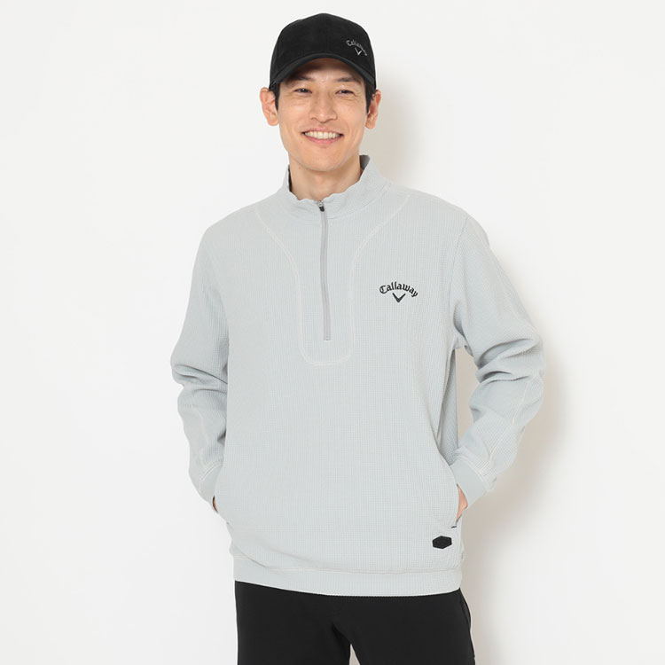 キャロウェイ ワッフル ハーフジップ モックネック 長袖シャツ ゴルフウェア メンズ 2025年秋冬モデル M-3L C25233103 Callaway（キャロウェイ） ゴルフウェア C25233103 ワッフルハーフ