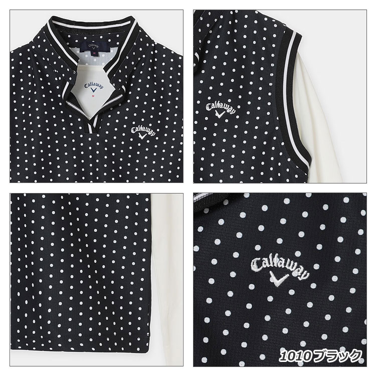 Callaway ネイビー ドット柄 シャツ ベストセット Callaway（キャロウェイ） ゴルフウェア C26134217 かざあな メッシュ