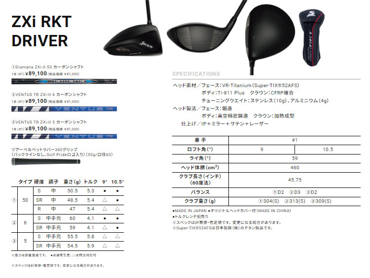 ZXi 2026 モデル ダンロップ SRIXON RKT ドライバーVENTUS TR ZXi-II 6