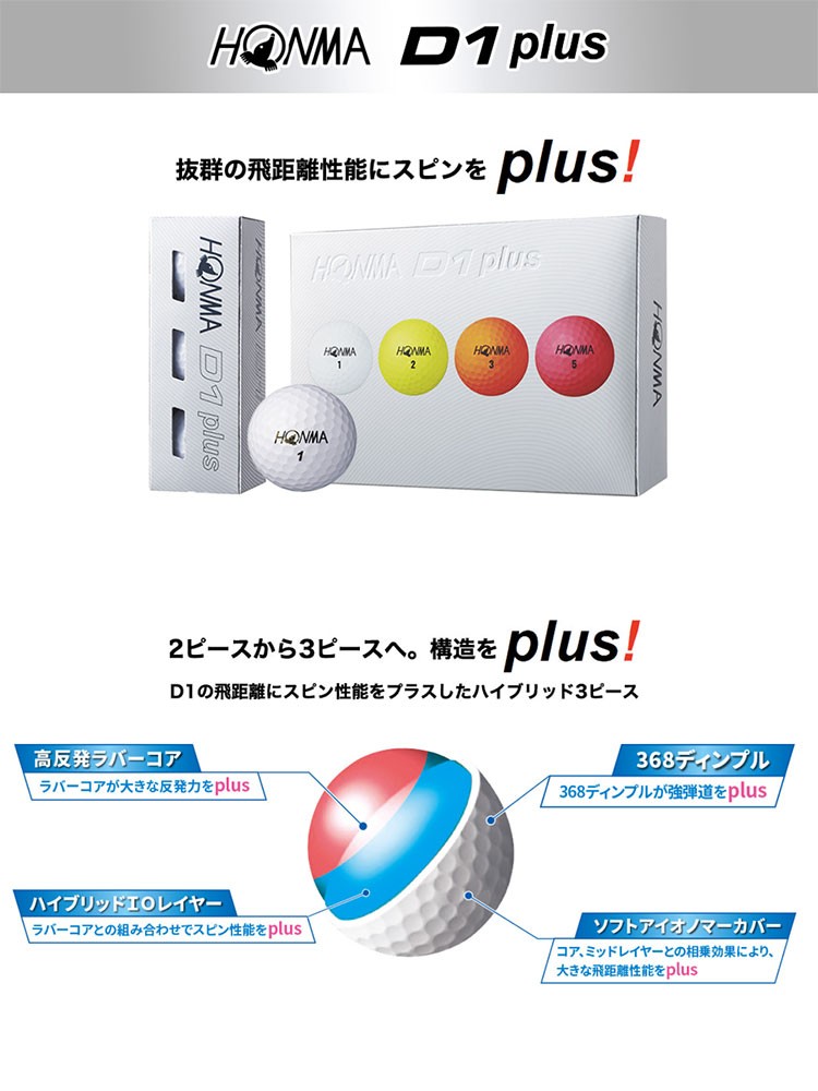 HONMA GOLF 本間ゴルフ BT1903 D1 plus ゴルフボール 1ダース