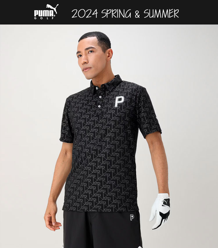 PUMA プーマ ゴルフウェア 627644 パイル ジャカード Pロゴ 半袖