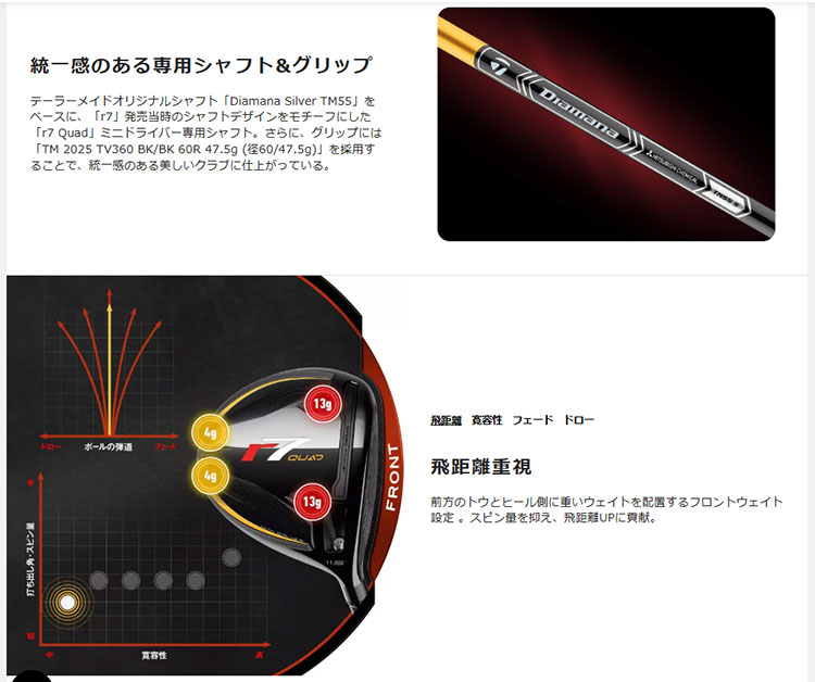 テーラーメイド ゴルフ R7 Quad Mini Driver ミニ ドライバー 2025 r7QMD Diamana SILVER TM55 ディアマナ シルバー | TaylorMade | 03