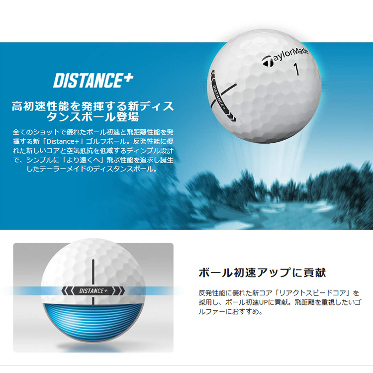 2025 テーラーメイド ゴルフボール NEW ディスタンス+ 1ダース(12球) | TaylorMade | 01