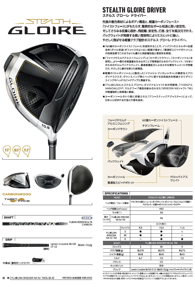 Taylormade STEALTH GLOIRE ステルス グローレ ドライバー FUJIKURA 