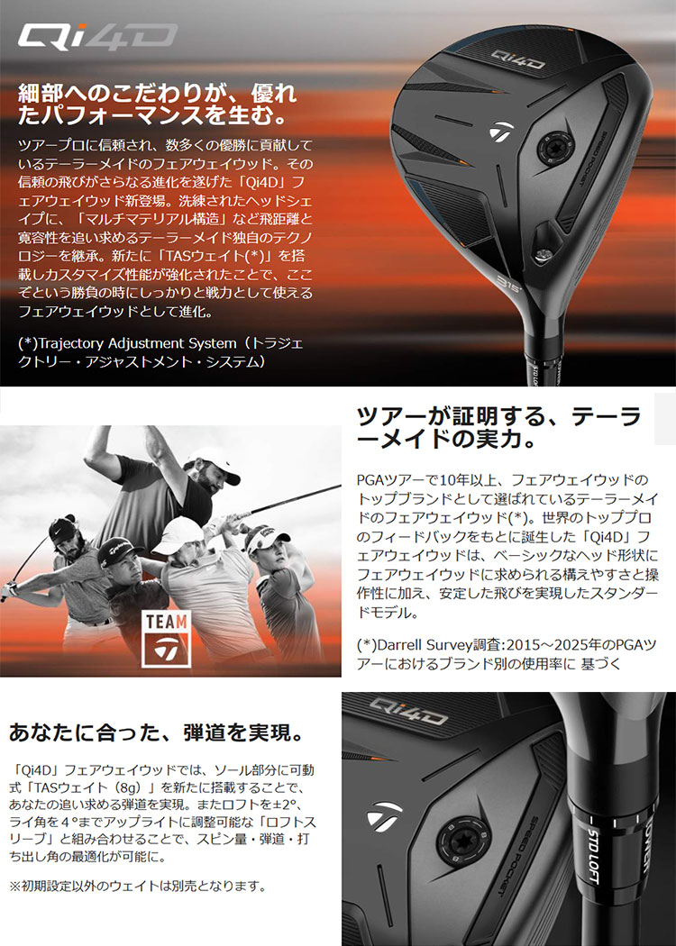 TaylorMade（テーラーメイド） Qi4D フェアウェイウッド REAX 65 : F