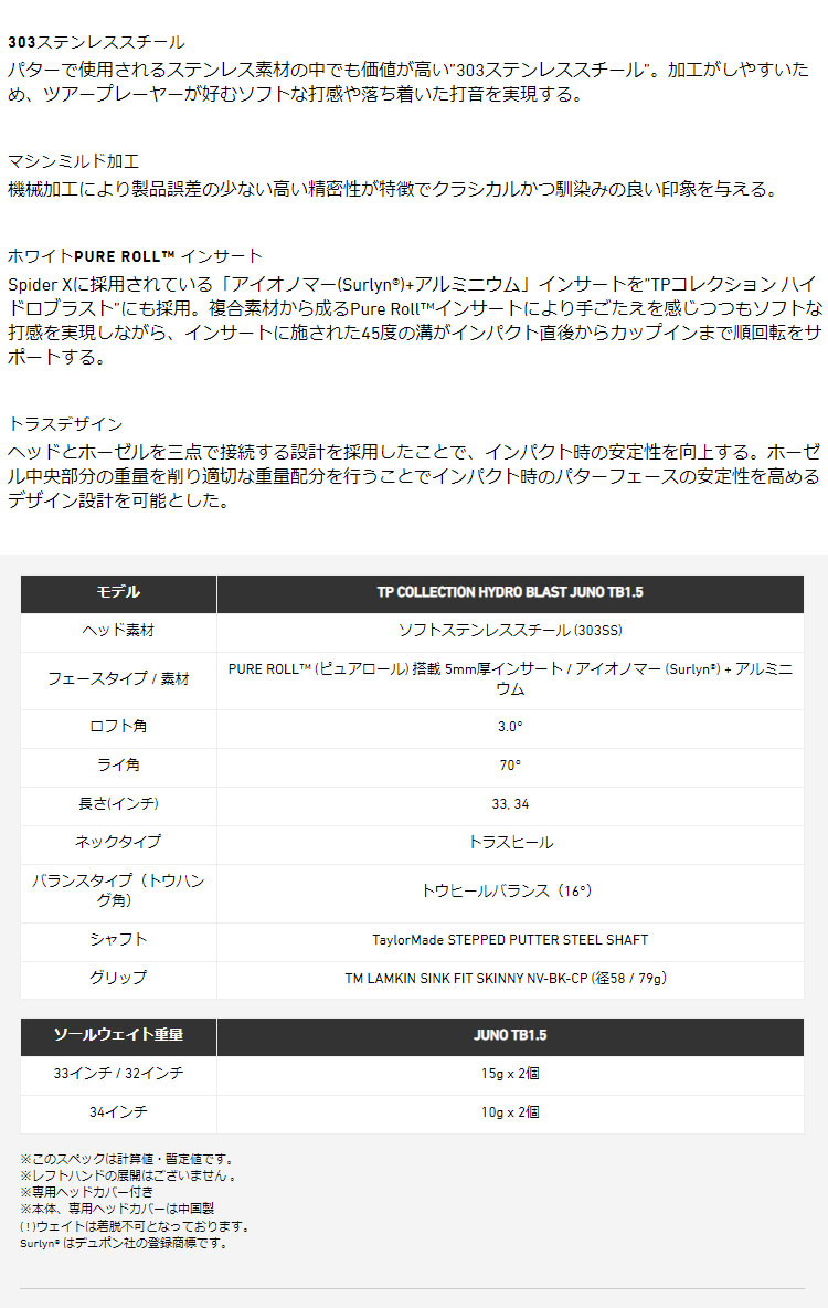 TaylorMade テーラーメイド ゴルフ TPコレクション ハイドロ