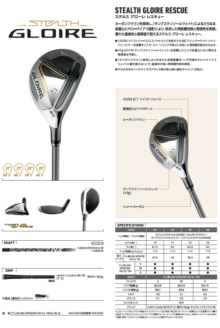 Taylormade STEALTH GLOIRE ステルス グローレ レスキュー