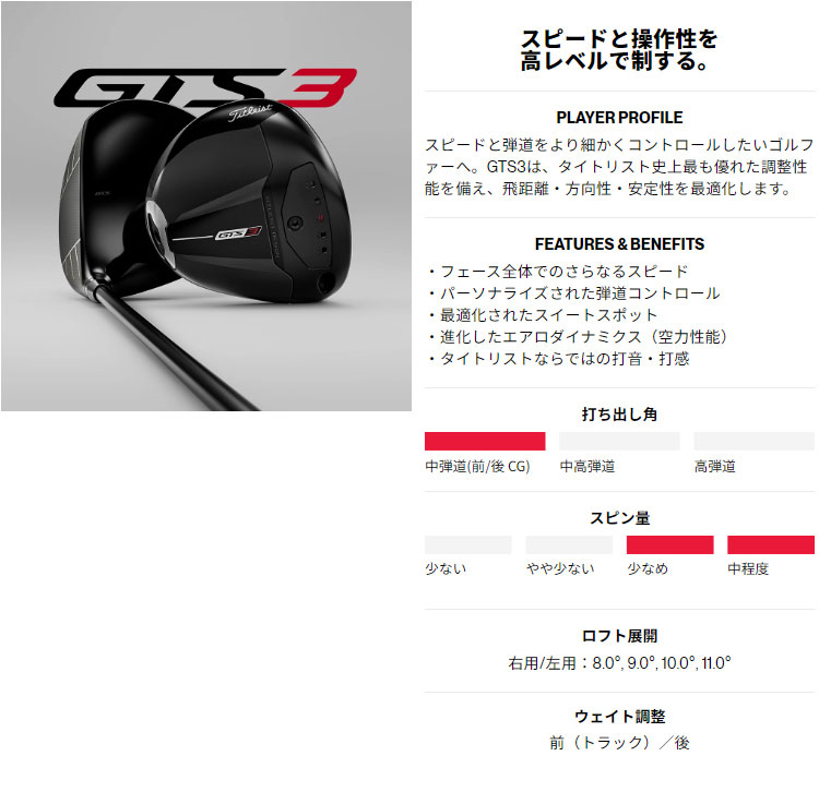 Titleist（タイトリスト） ゴルフ GTS3 Driver ドライバー Mitsubishi