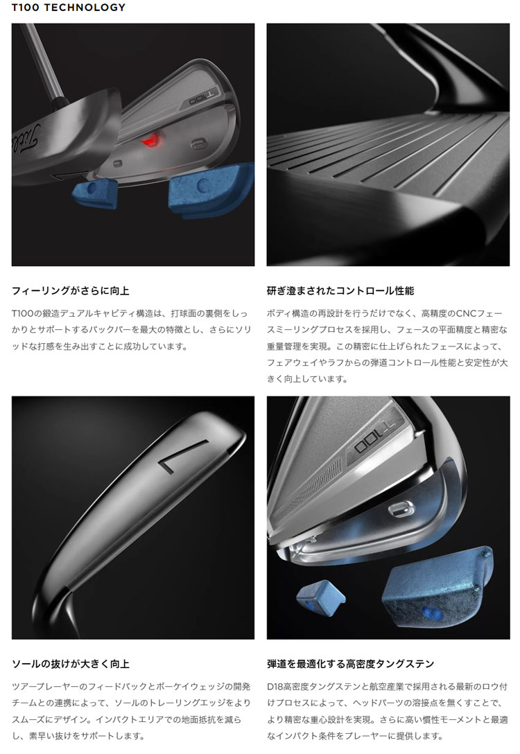 タイトリスト ゴルフ T100 23 アイアンセット 6本組(＃5-P) DynamicGold ダイナミックゴールド スチール | Titleist | 03