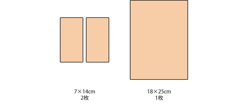 7×14cm（2枚入り）、18×25cm（1枚入り）