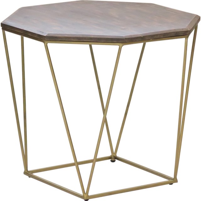 テーブル ienowa サイドテーブル イエノワ エンマ 八角形 幅46 木製 ブラック ゴールド ...