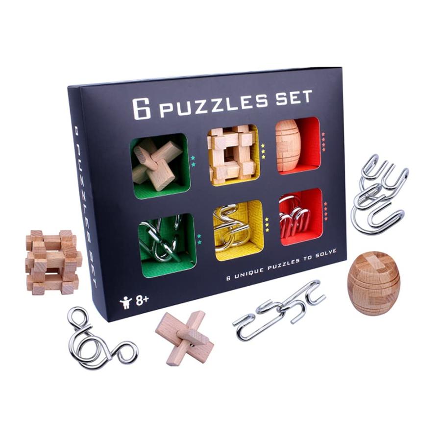 孔明パズル+知恵の輪 立体パズル 知恵おもちゃ脳トレ 謎解き 手遊び 知育玩具 6セット｜f-shop-r｜02