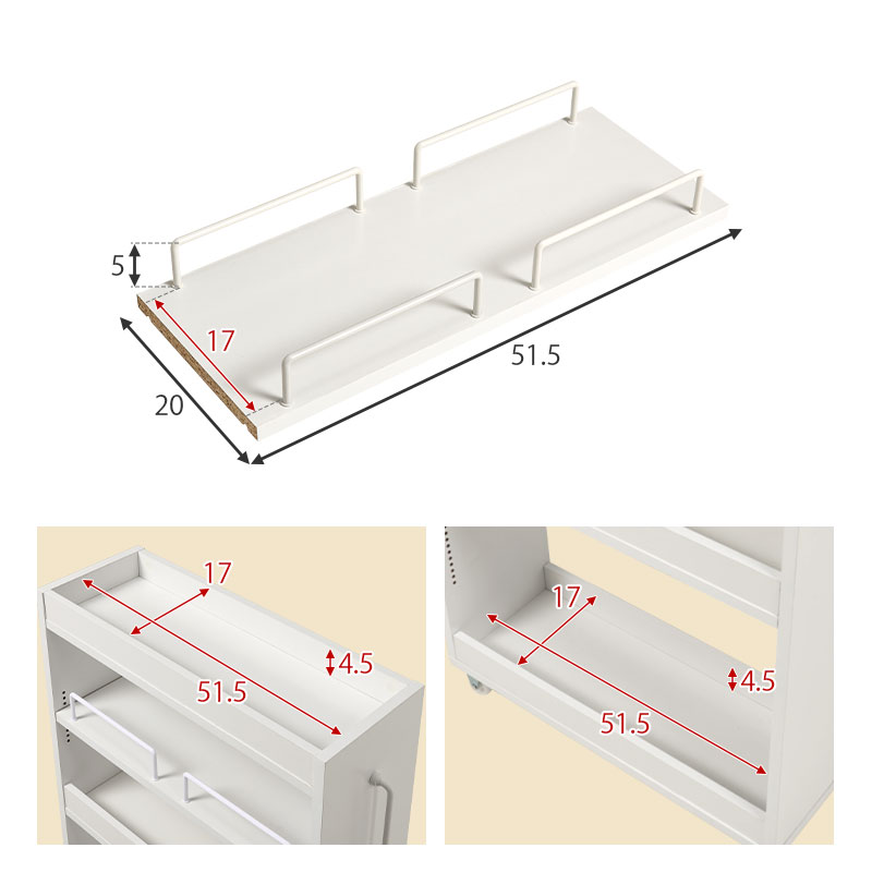 隙間収納 20cm ロータイプ キッチン 収納 スリム ストッカー 隙間 キッチンラック ランドリーラック 洗面所 棚 オープン 可動棚 キャスター | HAGiHARA | 17