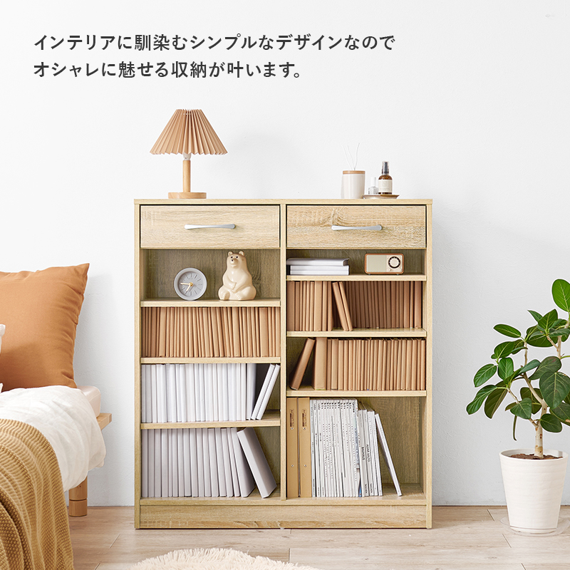 HAGiHARA（萩原） 本棚 大容量 スリム 多機能 幅90 薄型 マガジン