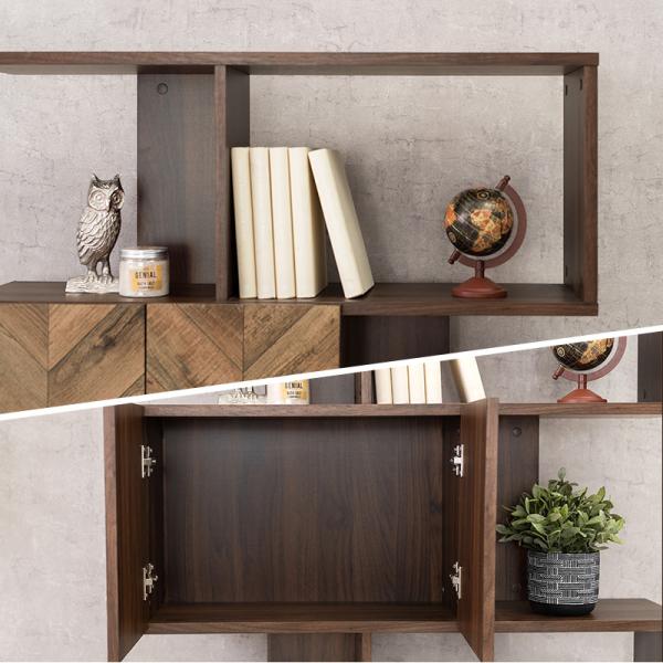 HAGiHARA（萩原） オープンラック 扉付き スリム ワイド シンプル