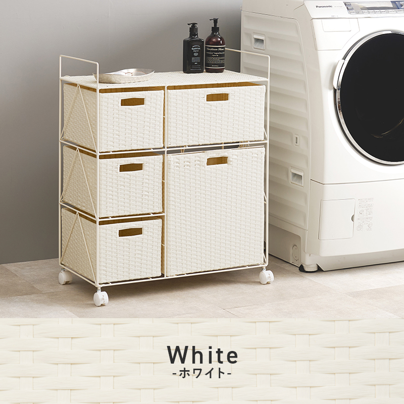 HAGiHARA ランドリーラック ワイド 65cm 大容量 キャスター 軽量 衣類