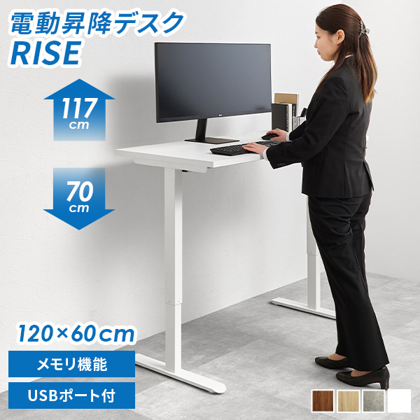 昇降デスク 120 デスク 昇降式デスク 電動 昇降式テーブル USB
