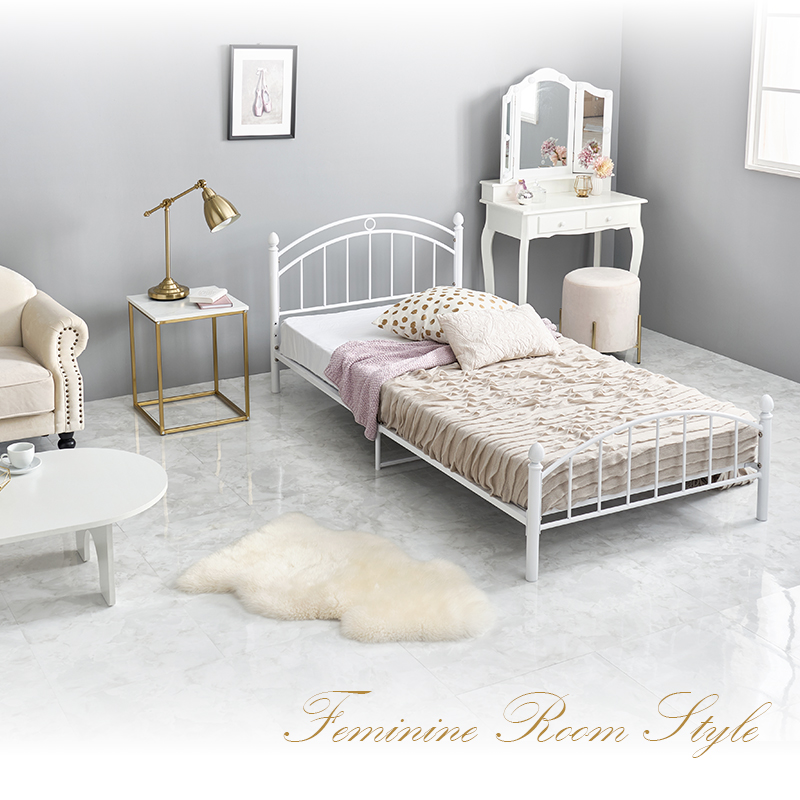 ベッド シングル 可愛い おしゃれ 姫系 高さ調節 パイプベッド ベッド