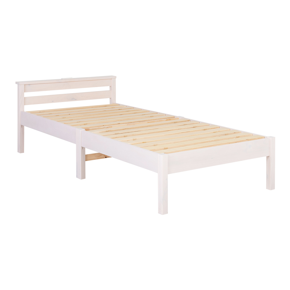 ベッド ベッドフレーム シングル 安い 収納 すのこ 白 おしゃれ 木製 宮付き 組み立て簡単 組立 工具不要 キング シングルベッド すのこベッド ベット ネジレス｜f-space｜04