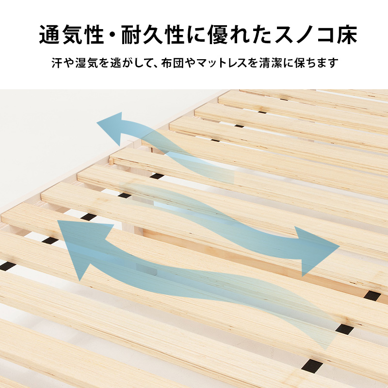 開封・未組立 はぴねすくらぶ セミダブルベッド 宮付き すのこ 