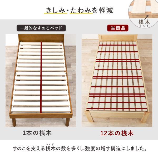 ベッド ベッドフレーム シングル 収納 すのこベッド 高さ調節 シングルベッド すのこ 木製 おしゃれ 安い 宮付き コンセント付き ベット 耐荷重350kg 頑丈 | HAGiHARA | 05