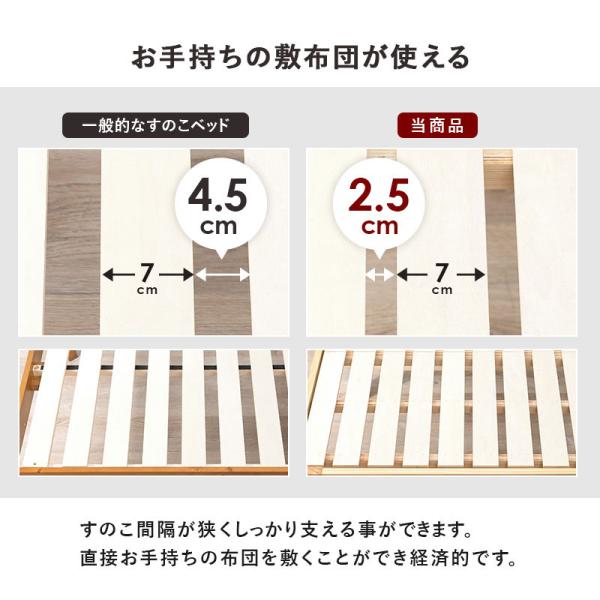 ベッド ベッドフレーム シングル 収納 すのこベッド 高さ調節 シングルベッド すのこ 木製 おしゃれ 安い 宮付き コンセント付き ベット 耐荷重350kg 頑丈 | HAGiHARA | 07