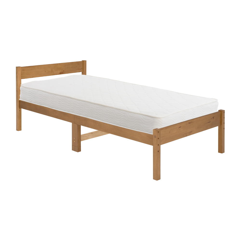 ベッド シングル マットレス付き ベッドフレーム すのこ 木製 コンセント マットレス 高さ調節 安い 木製 白 ベット ボンネスコイル ログ｜f-space｜02