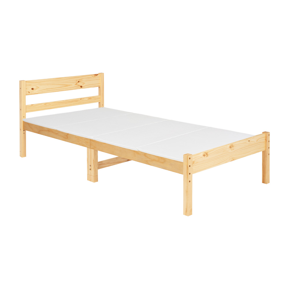 ベッド シングル マットレス付き ベッドフレーム すのこ 木製 コンセント マットレス 高さ調節 安い 木製 白 ベット 薄型4つ折り ログ｜f-space｜03