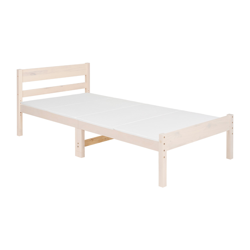 ベッド シングル マットレス付き ベッドフレーム すのこ 木製 コンセント マットレス 高さ調節 安い 木製 白 ベット 薄型4つ折り ログ｜f-space｜04