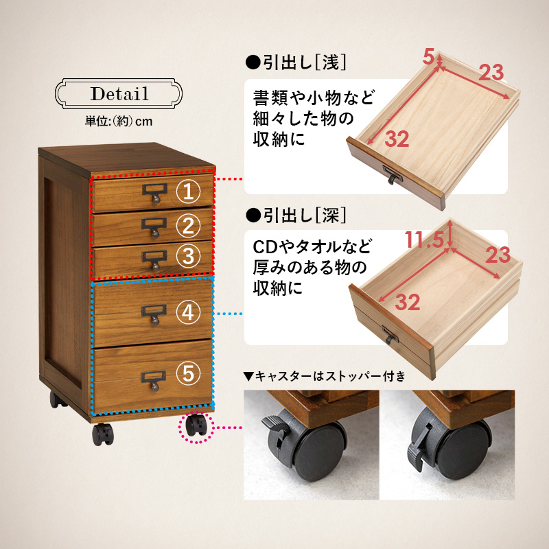 HAGiHARA（萩原） 書類ケース 引き出し 木製 おしゃれ デスクワゴン