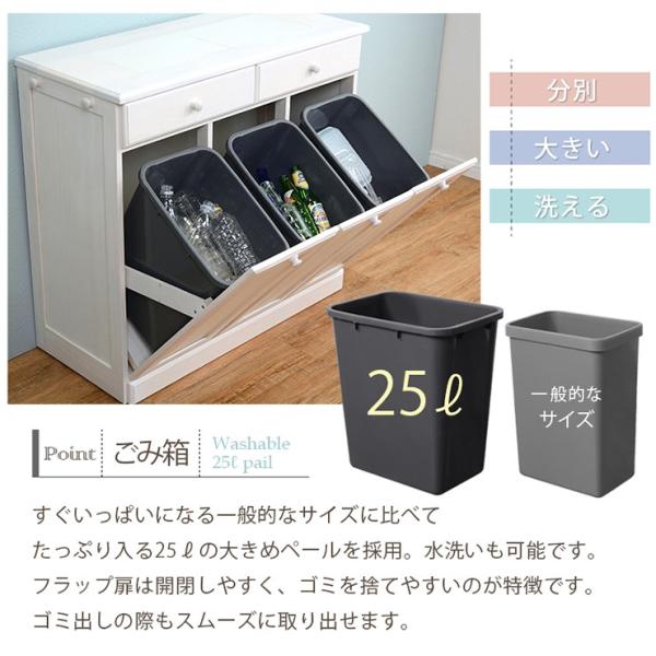 ダストボックス 分別 おしゃれ キッチン ごみ箱 分別 ゴミ箱 3分別ダストボックス 25L×3個｜f-space｜06