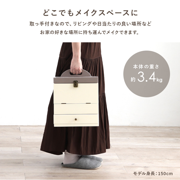 メイクボックス 大容量 鏡付き ミラー付き コスメボックス 化粧品